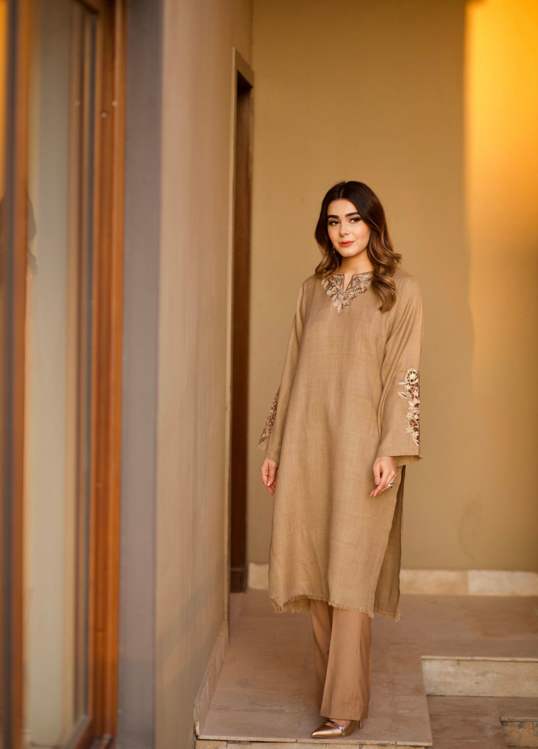 Embroidered Pashmina Kurta