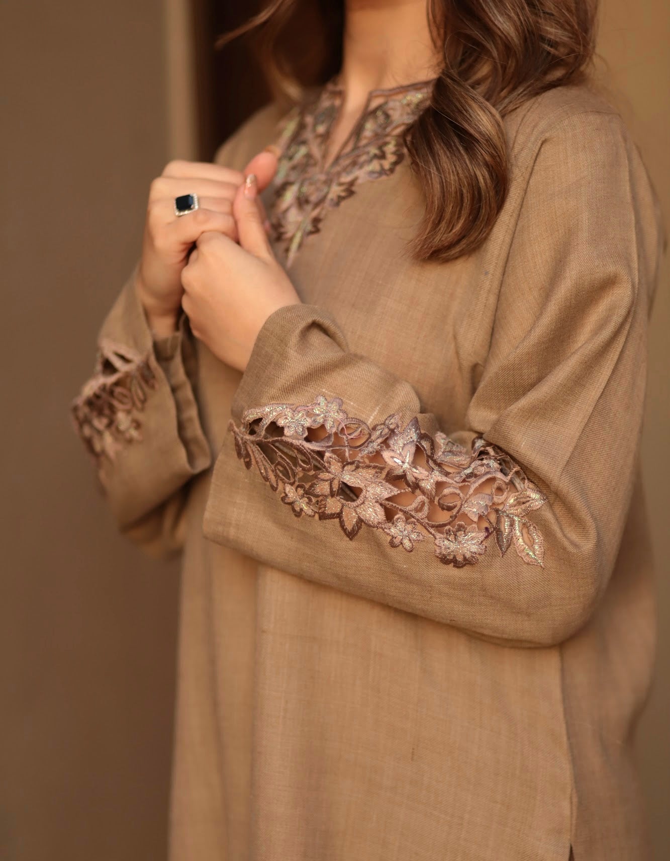 Embroidered Pashmina Kurta