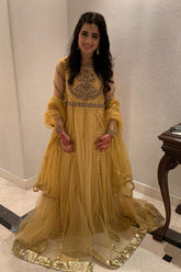 Client Spotted In Customised Mustard Formal Pishwas