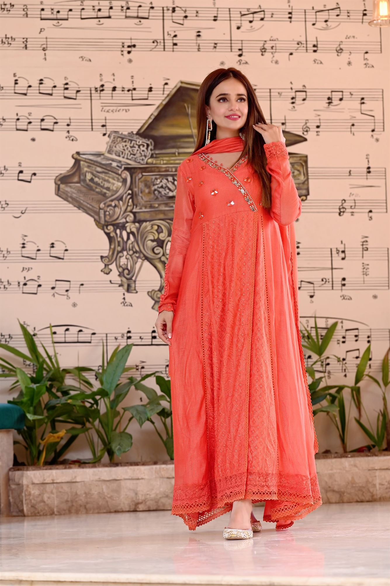 SUMBUL IQBAL SPOTTED IN TANGERINE MIST