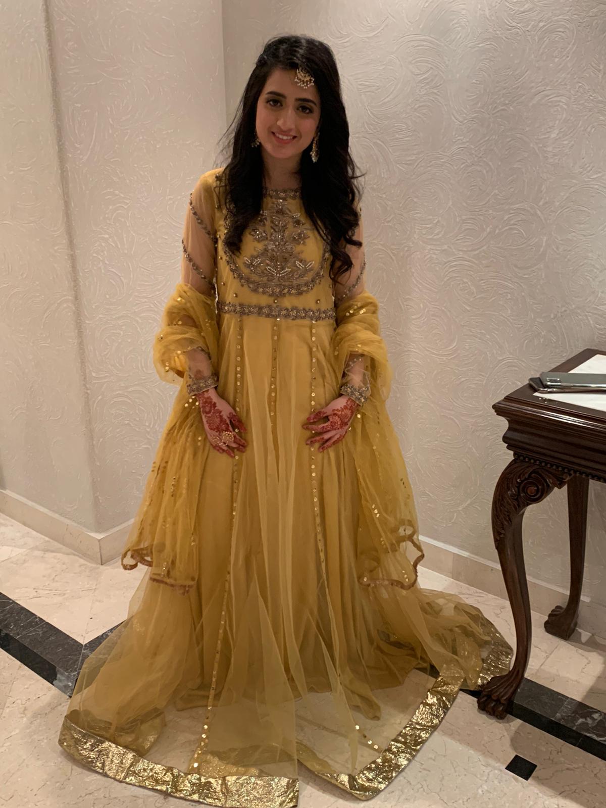 CLIENT SPOTTED IN CUSTOMISED MUSTARD FORMAL PISHWAS