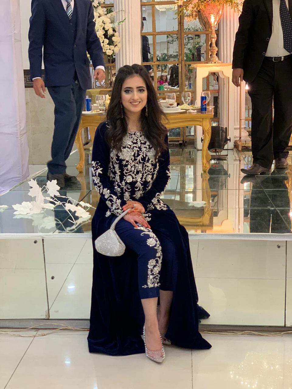 CLIENT SPOTTED IN CUSTOMISED BLUE VELVET FORMAL