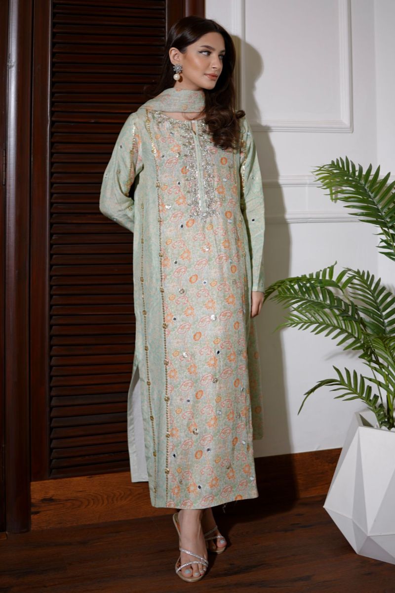 Gota Floral Printed Fit