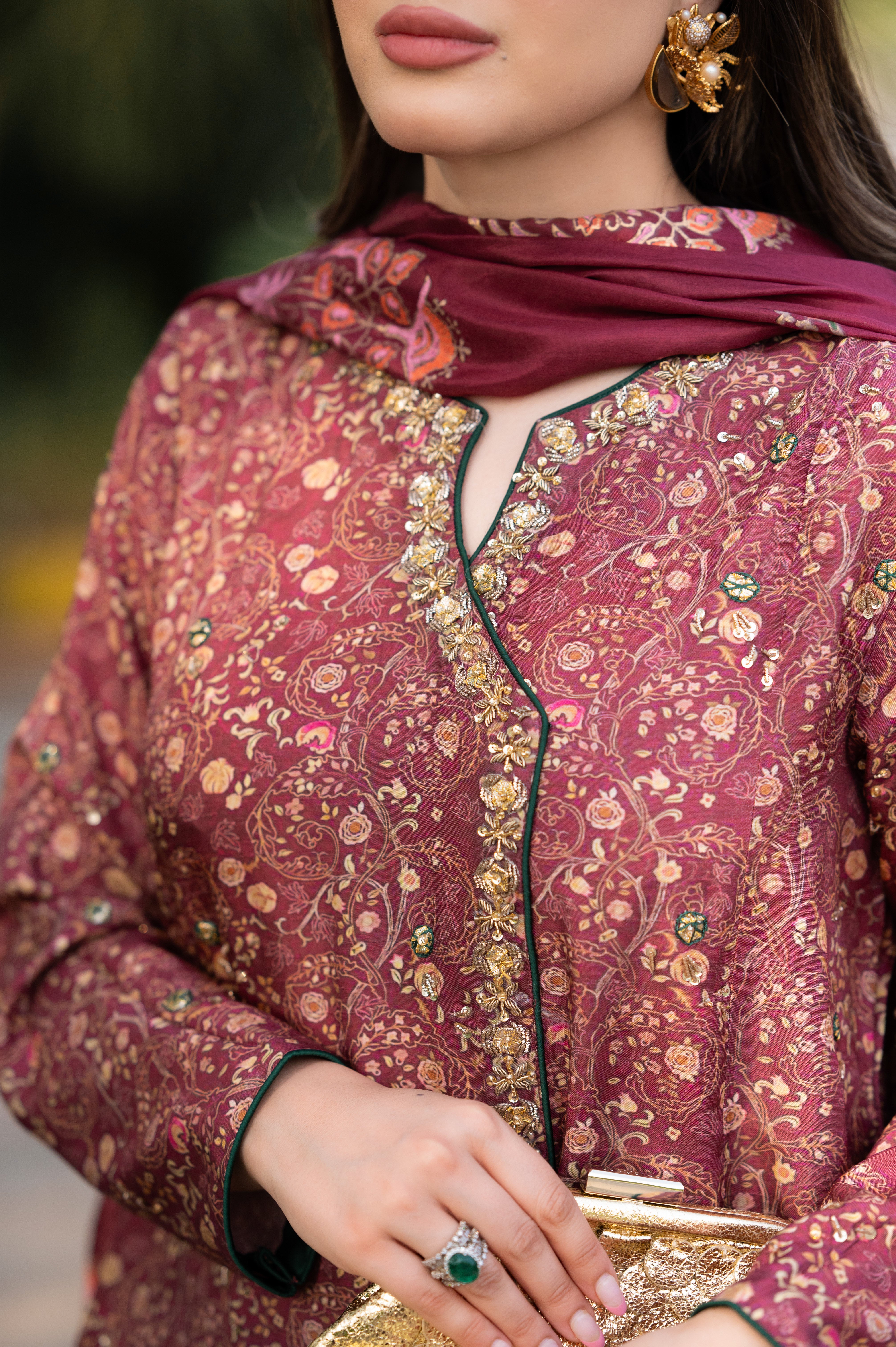 Deep Maroon Printed Fit