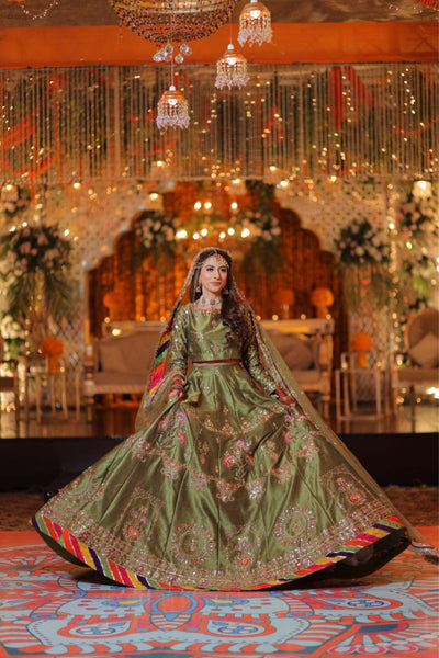 Olive Mehndi Lehnga Choli – Hues Atelier