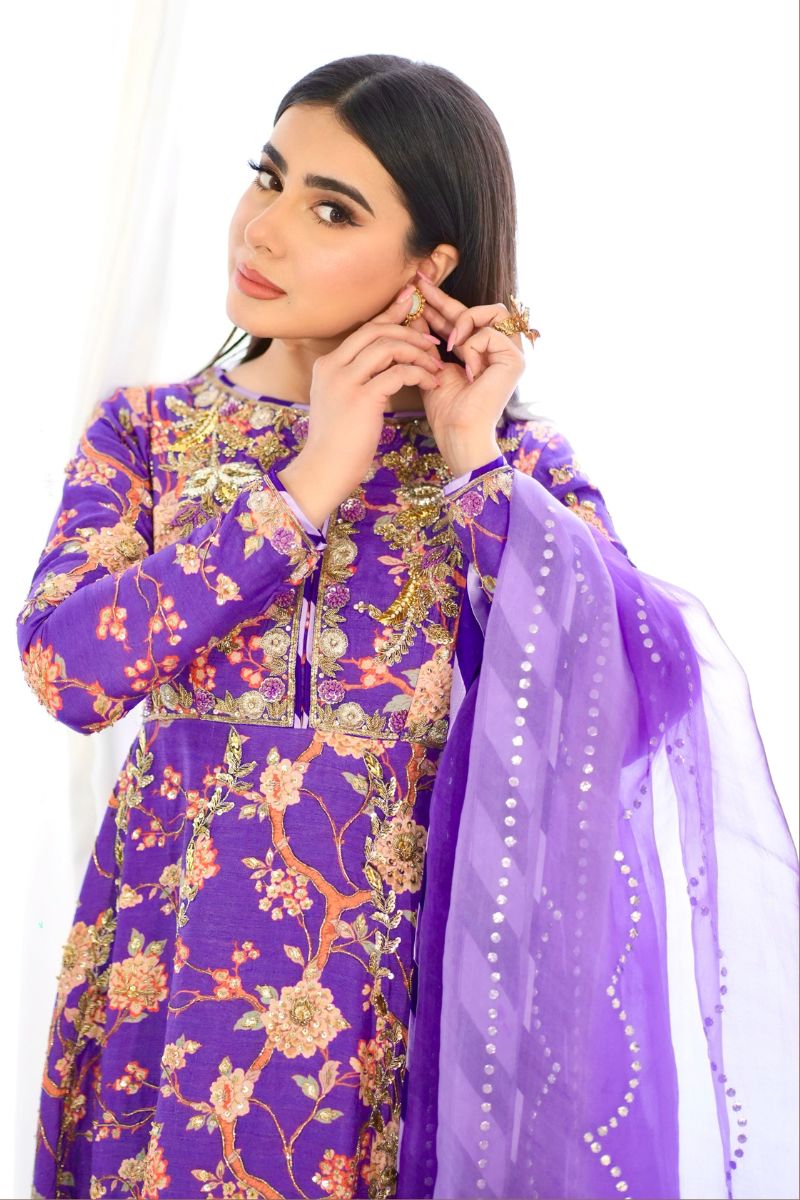 Purple Printed Pishwas Formal