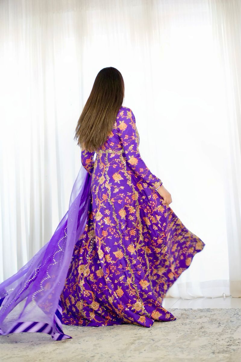 Purple Printed Pishwas Formal