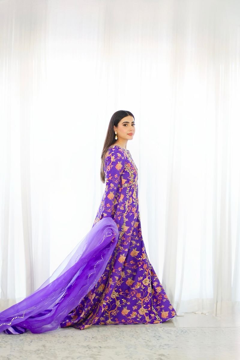 Purple Printed Pishwas Formal