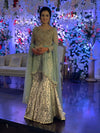 CLIENT SPOTTED IN CUSTOMISED PALE GREEN GHARARA PEPLUM