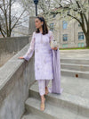 BUSHRA MEHRUNISA SPOTTED IN LILAC TIE AND DYE